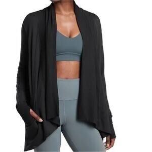 Athleta NWOT Black Pranayama Long Sleeve Wrap Lounge Yoga Soft Cardigan XL